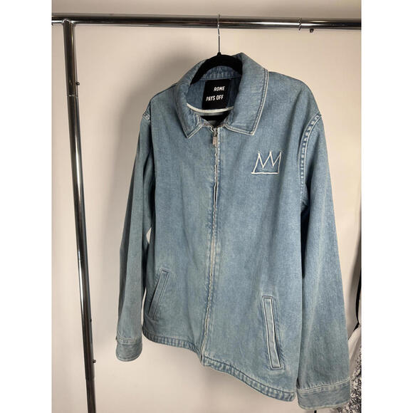 Rome Pays Off Basquiat Exhibit Denim Jacket Size L Los Angeles - Picture 2 of 9